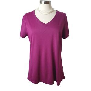 Nike Womens Dri-FIT Tee XL Raspberry V-Neck Regular Fit Athletic Fairycore Gym